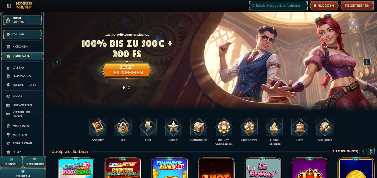Monsterwin bringt ordentlich Tempo in den Bereich Sportwetten Österreich. Hier treffen sehr gute Wettbonus-Aktionen auf die schnellsten Krypto-Auszahlungen im gesamten Vergleich – perfekt für alle, die ihre Gewinne ohne Umwege sehen wollen.